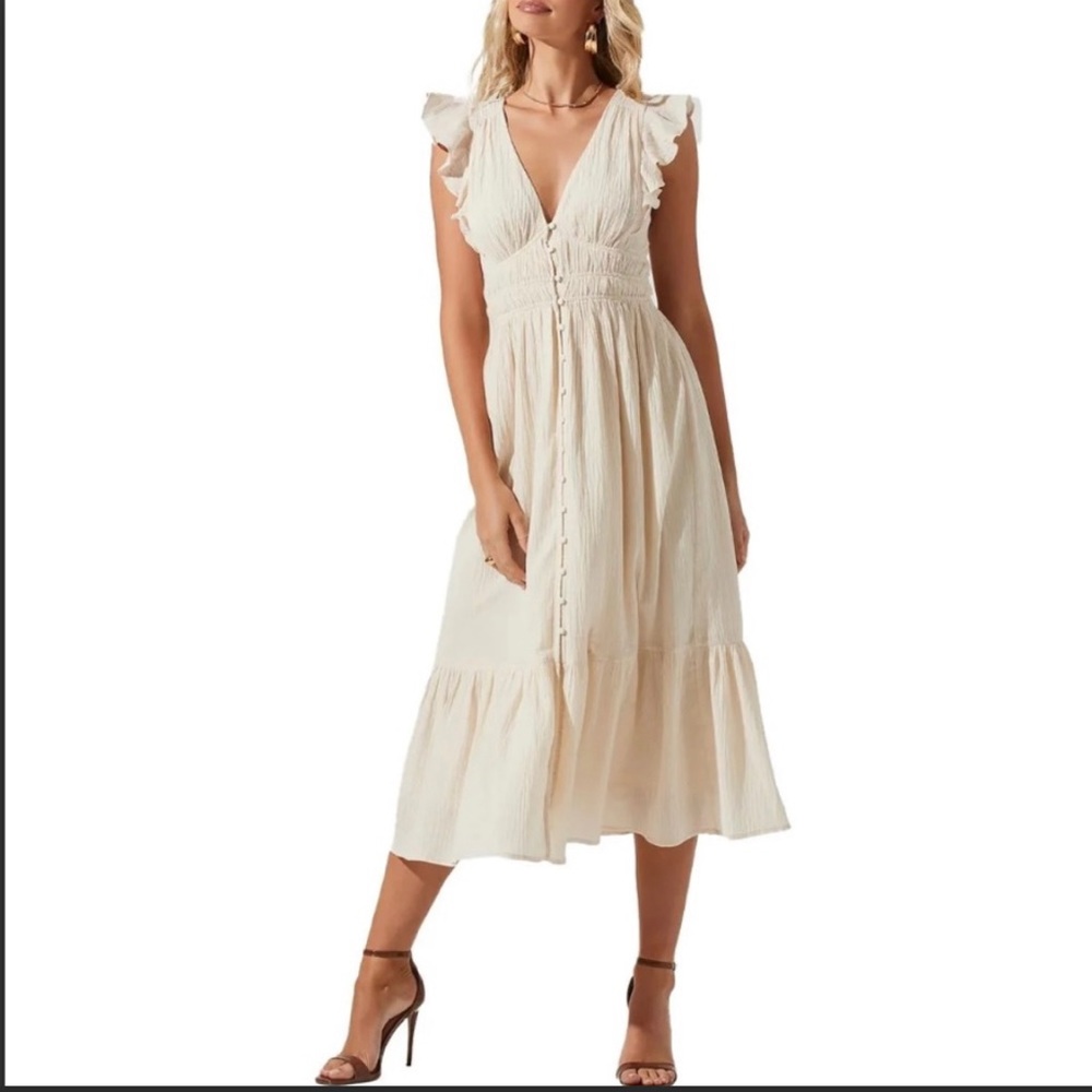 ASTR- Montreal Ruffle Cutout Midi Dress